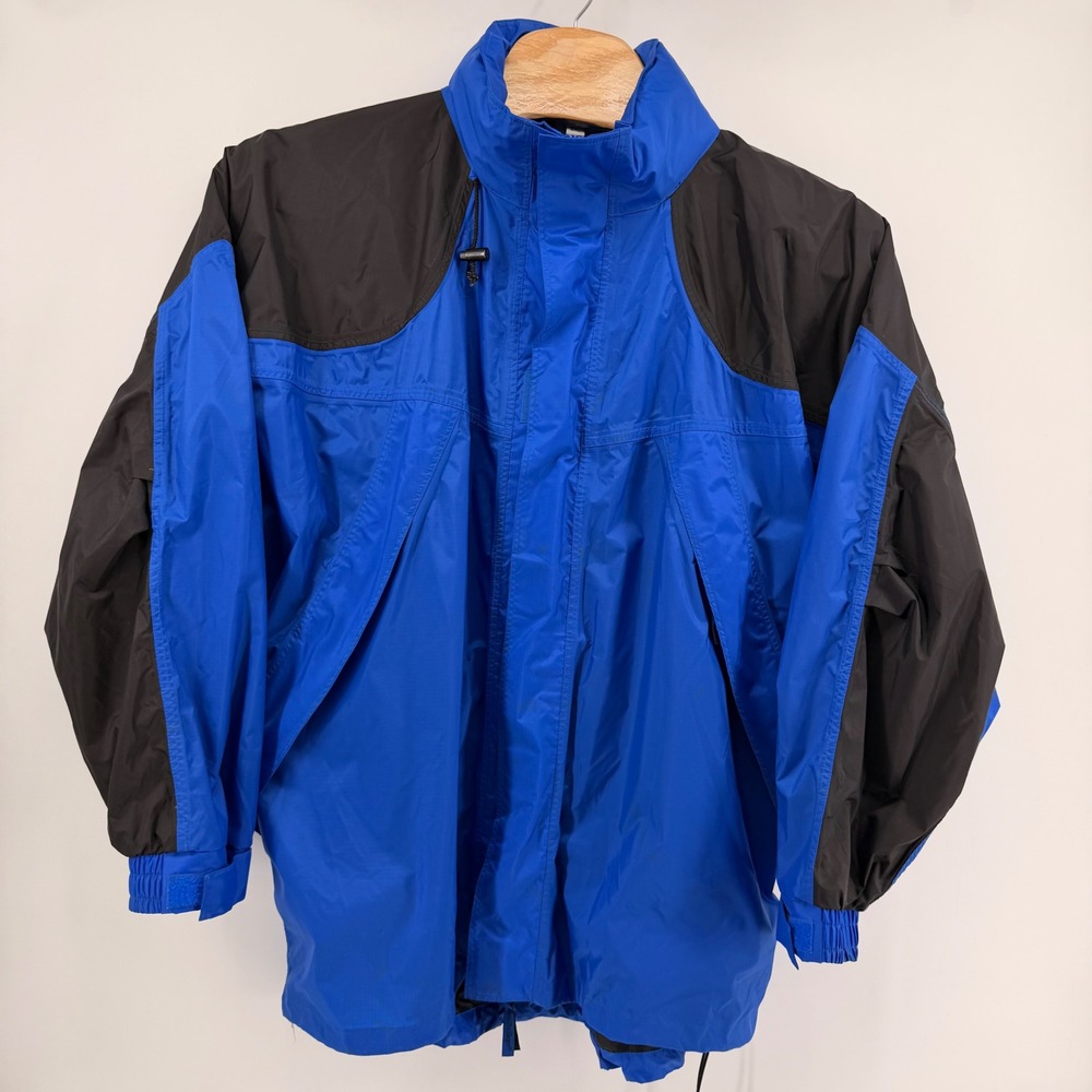 Bass Pro Shops Windbreaker Mens 3XL Blue Black Colorblock Full Zip Mesh Lined